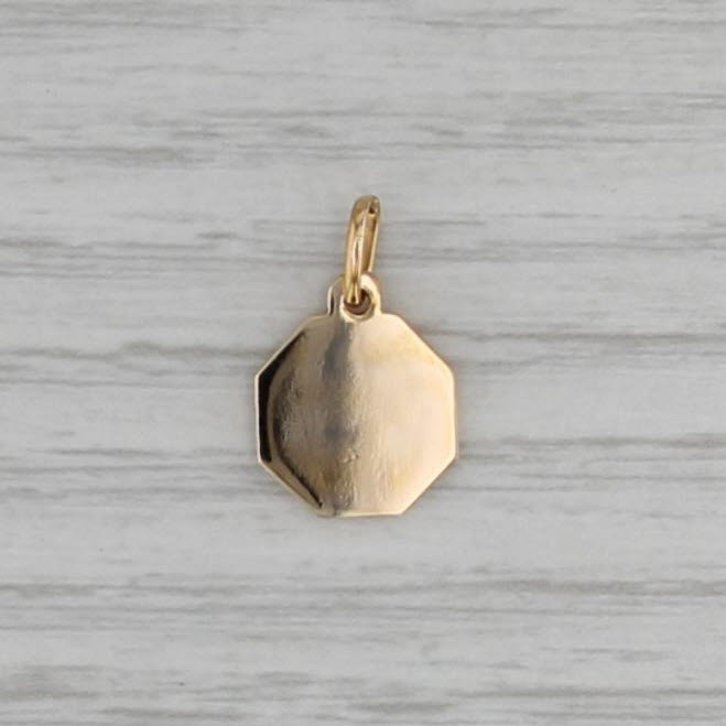 Small Mother Mary Charm 18k Yellow Gold Prayer Token Engravable Pendant