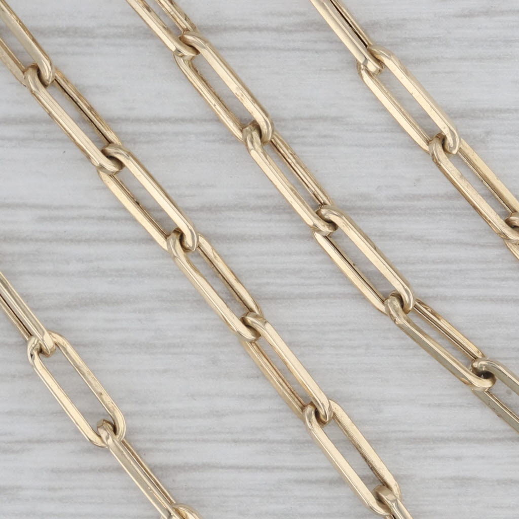 Gray Paperclip Elongated Cable Chain Necklace 14k Yellow Gold 20" 2.9mm