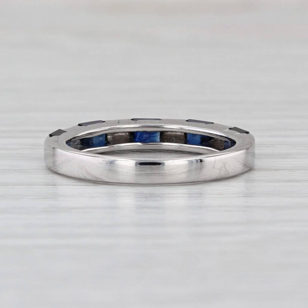 0.75ctw Blue Sapphire Ring 14k White Gold Size 4.75 Stackable Wedding Band