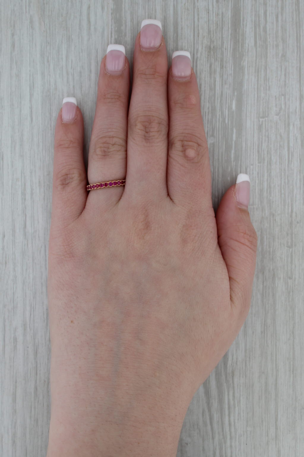 1ctw Natural Lab Grown Ruby Sapphire Eternity Band 18k Gold Stackable Ring