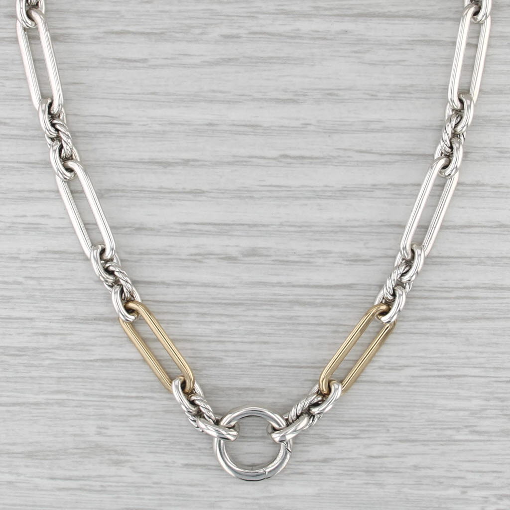 David Yurman Oval & Circle Link Necklace Sterling Silver 18k Gold Overlay 21"