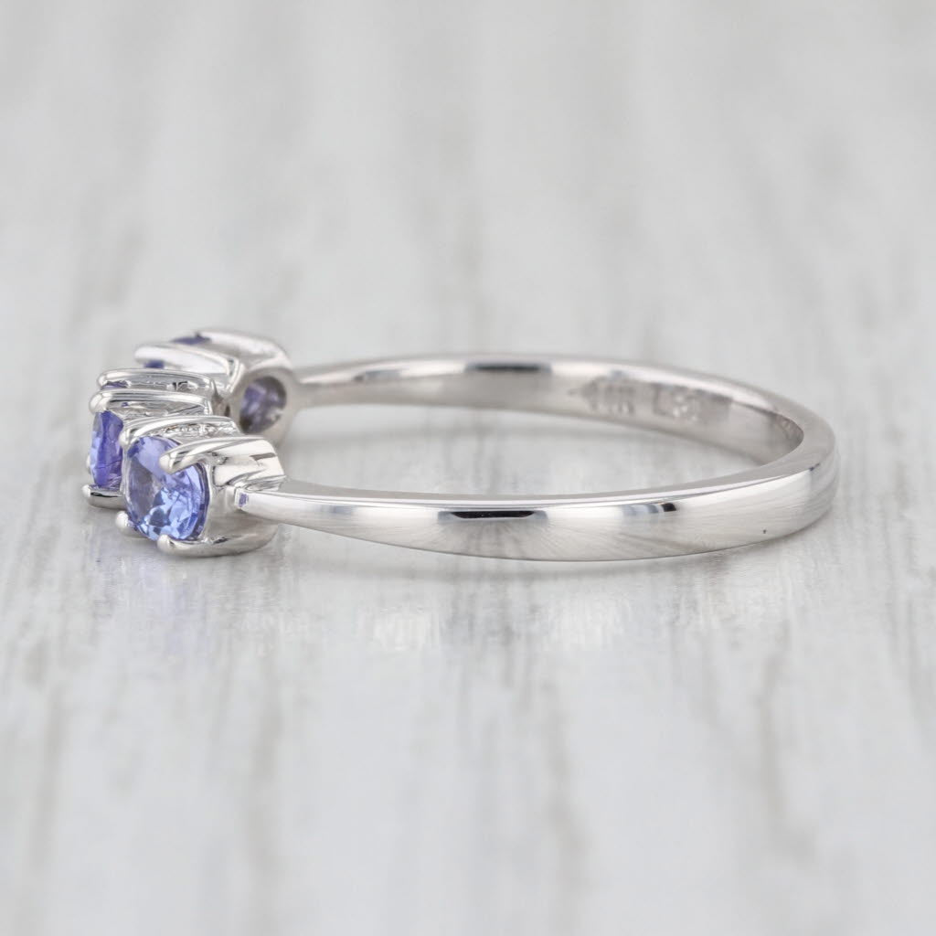 0.57ctw Tanzanite Diamond Ring 14k White Gold Size 7 Stackable 3-Stone