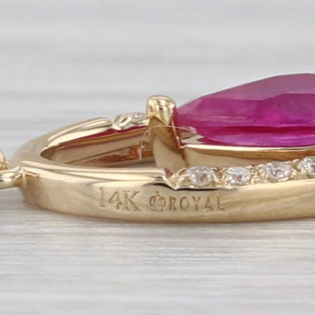 0.47ctw Pink Sapphire Diamond Pendant Necklace 14k Yellow Gold 18" Rope Chain