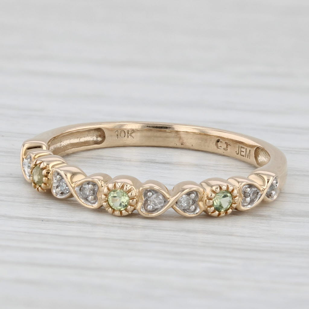 Light Gray New Peridot Diamond Stackable Ring 10k Yellow Gold Size 7 Band