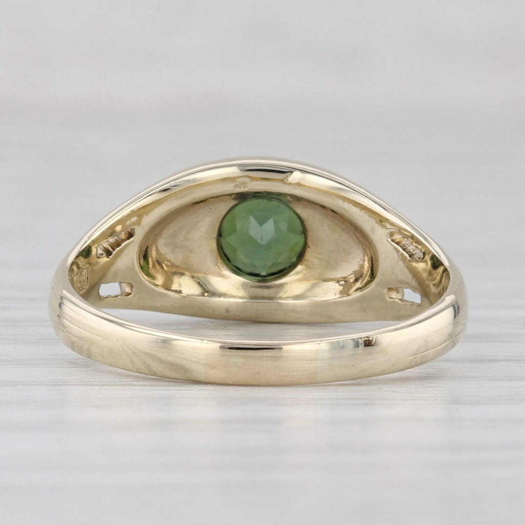Light Gray Vintage 0.70ct Green Tourmaline Solitaire Ring 10k Yellow Gold Size 8.25