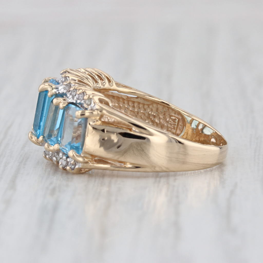4.08ctw Blue Topaz Diamond Ring 14k Yellow Gold Size 7 Cocktail