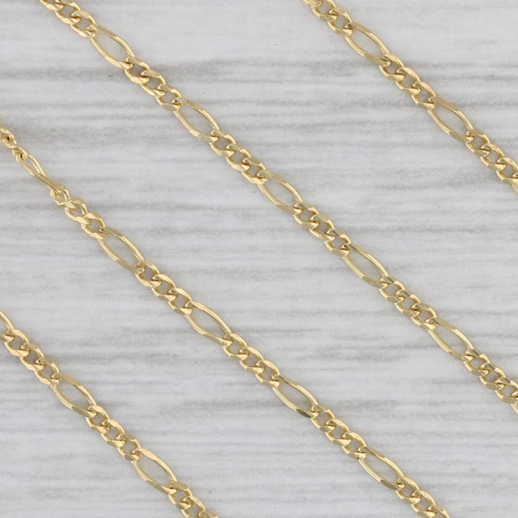 Gray New Petite Figaro Chain 14k Yellow Gold 18" 1.3mm Lobster Clasp