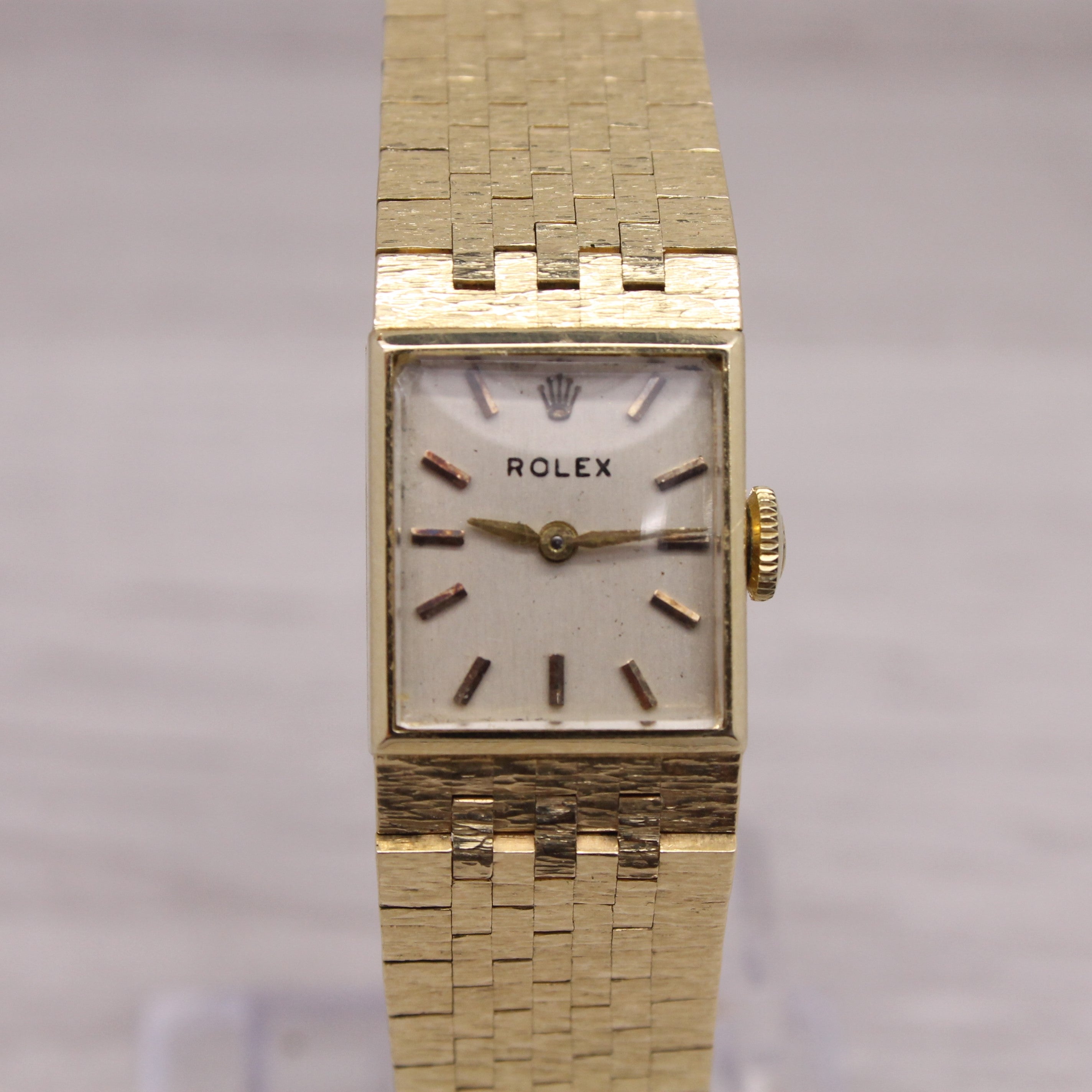 Dark Gray Vintage c.1950's Rolex Ladies 14k Yellow Gold Bracelet Watch Quartz Conversion