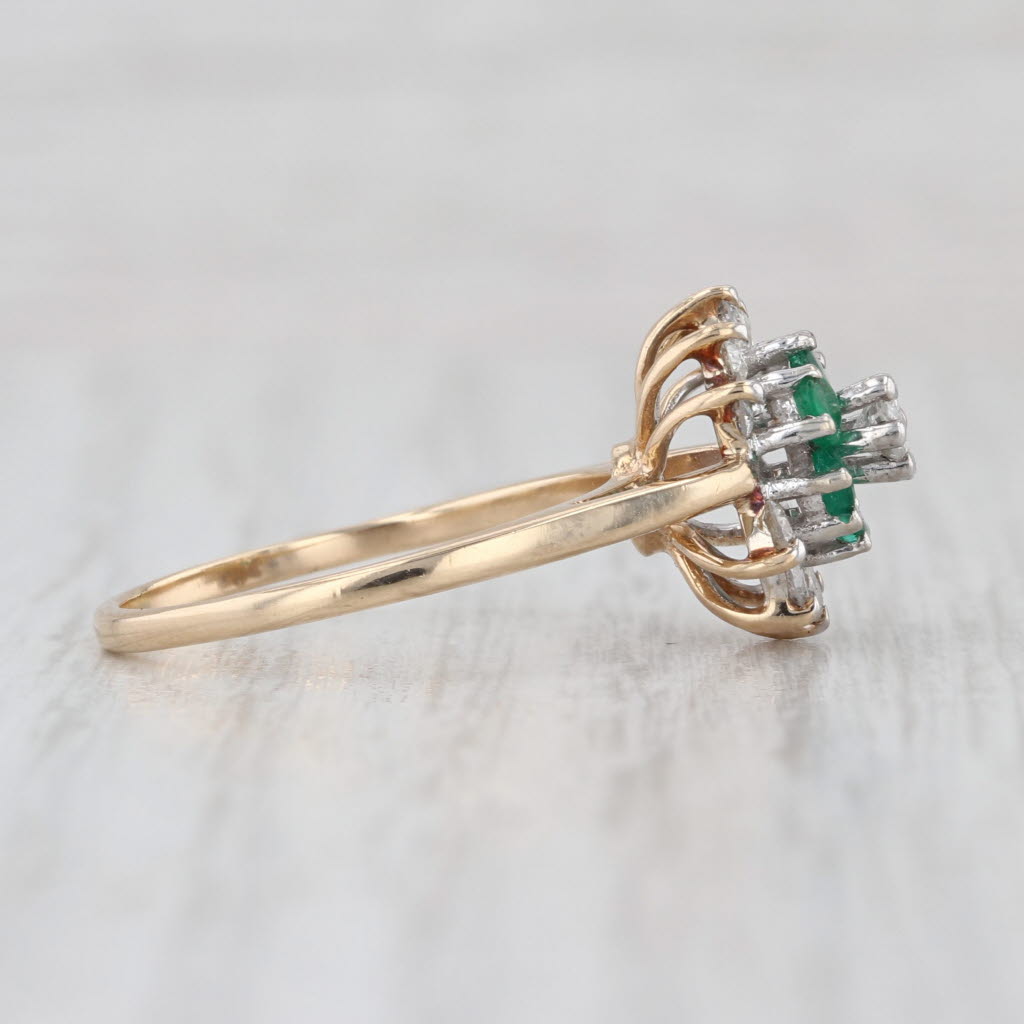 0.76ctw Emerald Diamond Halo Ring 14k Yellow Gold Size 6.5