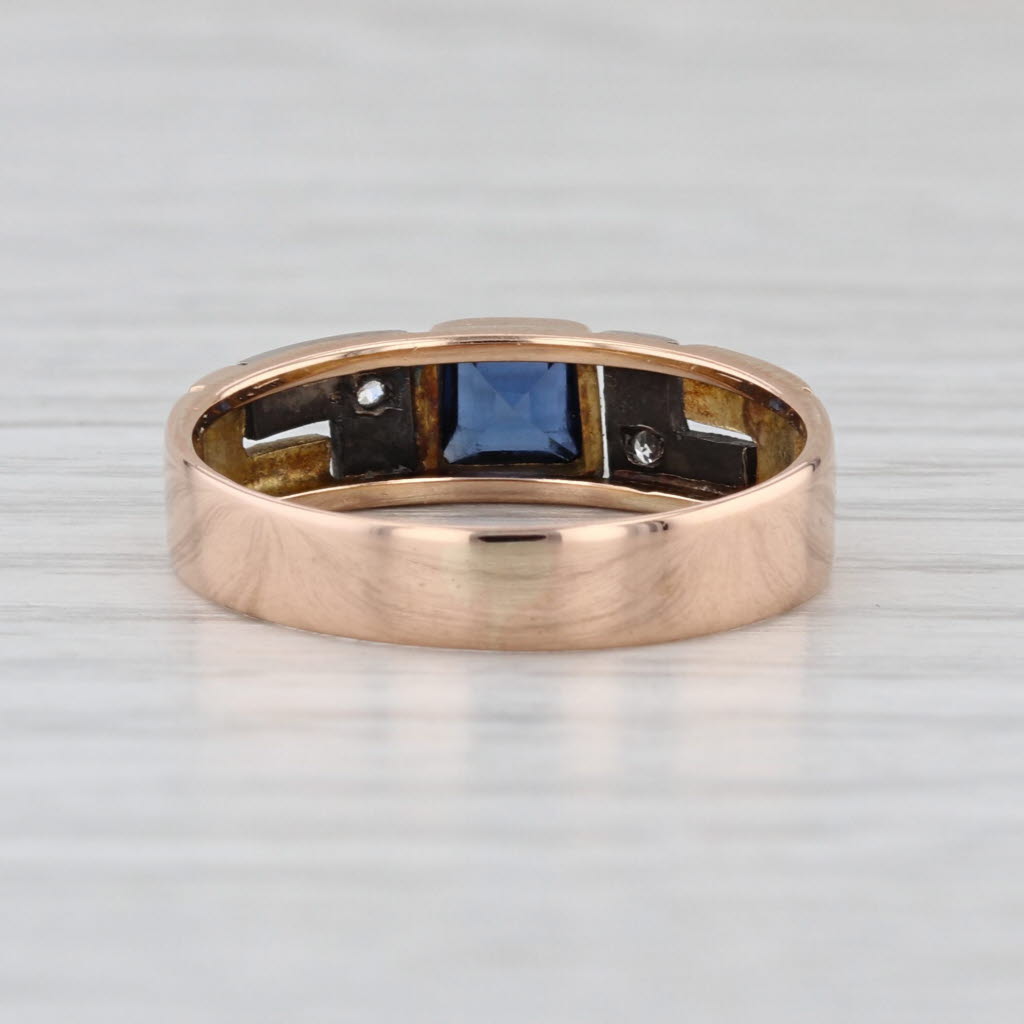 Vintage 0.39ctw Lab Created Blue Sapphire Cubic Zirconia Ring 18k Rose Gold