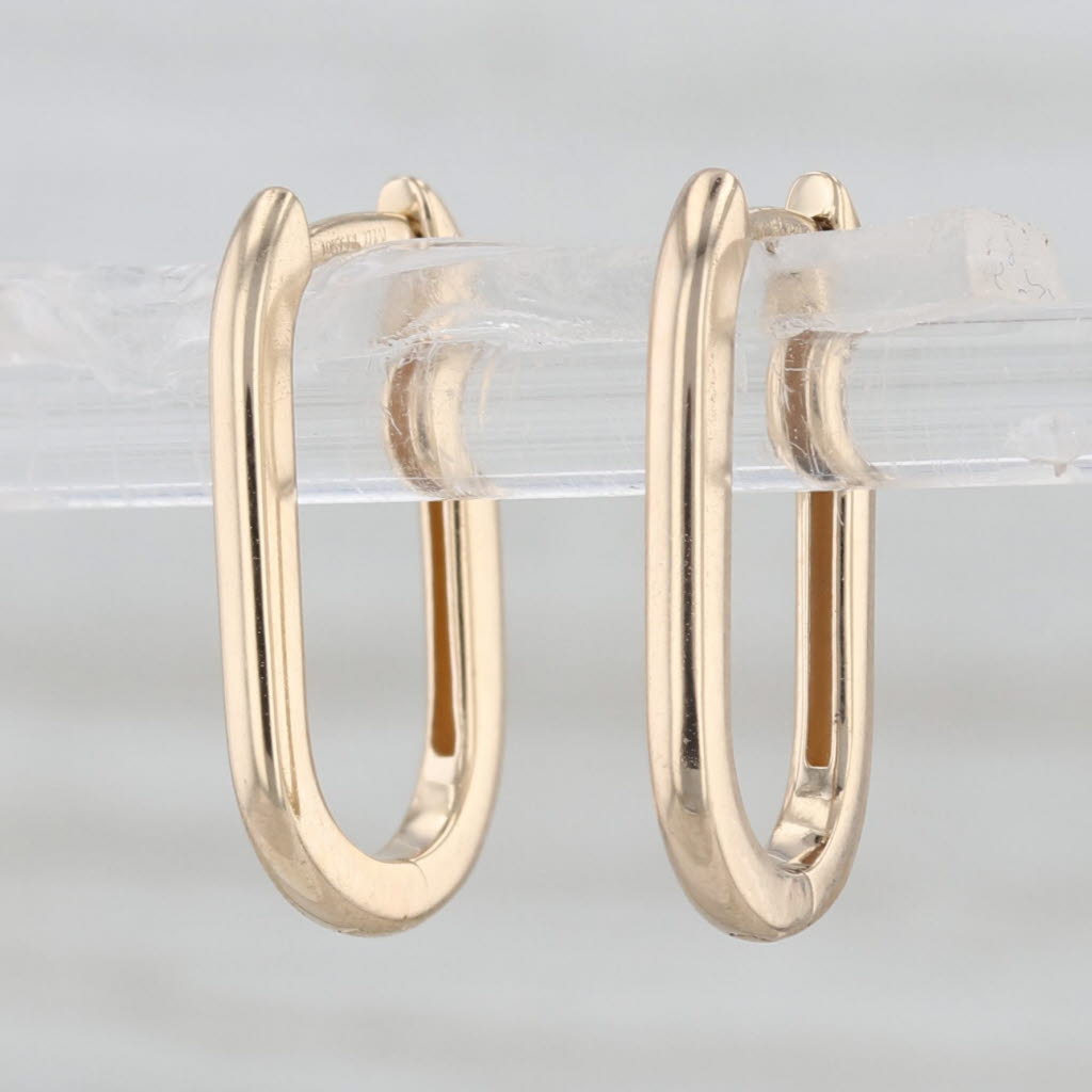 Oval Hoop Earrings 10k Yellow Gold Snap Top Hinged Hoops