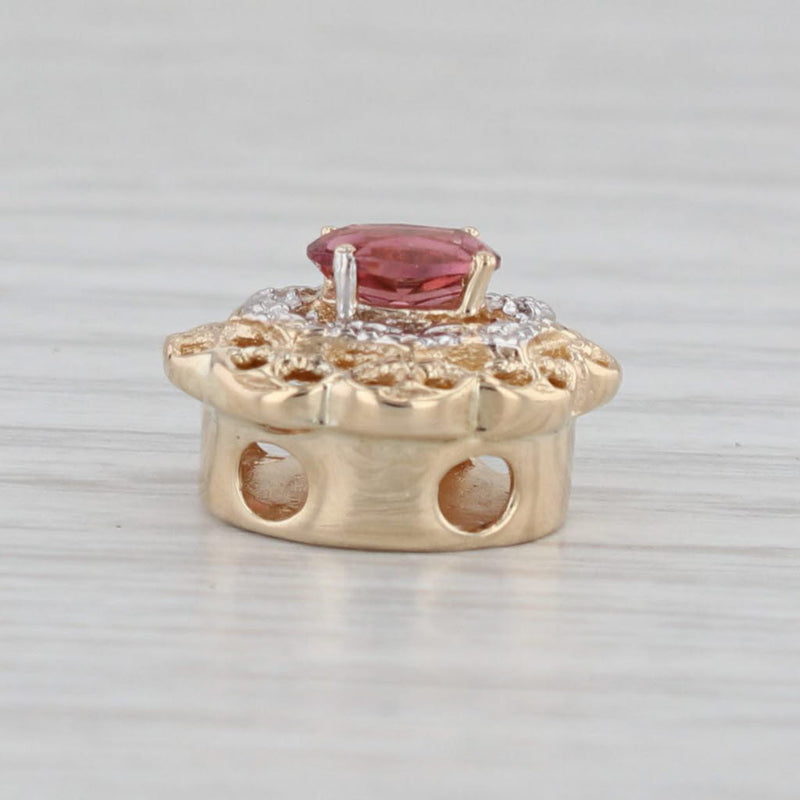 Richard Klein 0.55ct Pink Tourmaline Diamond Slide Bracelet Charm 14k Gold