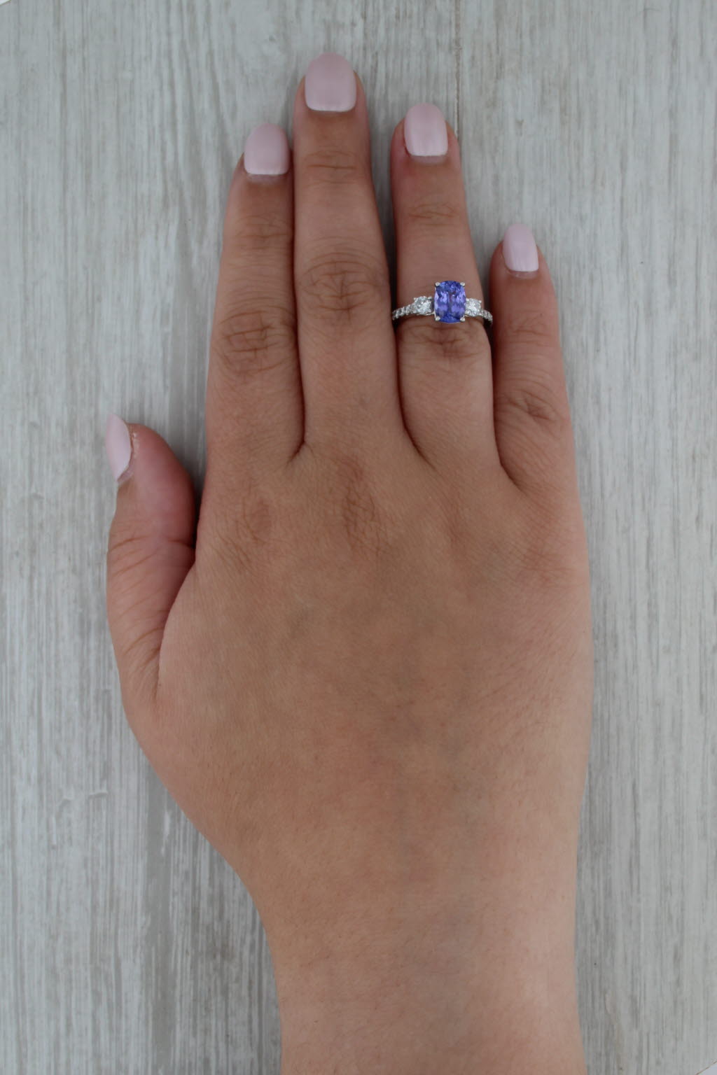 1.96ctw Cushion Tanzanite Diamond Ring 14k White Gold Size 5.5 Engagement