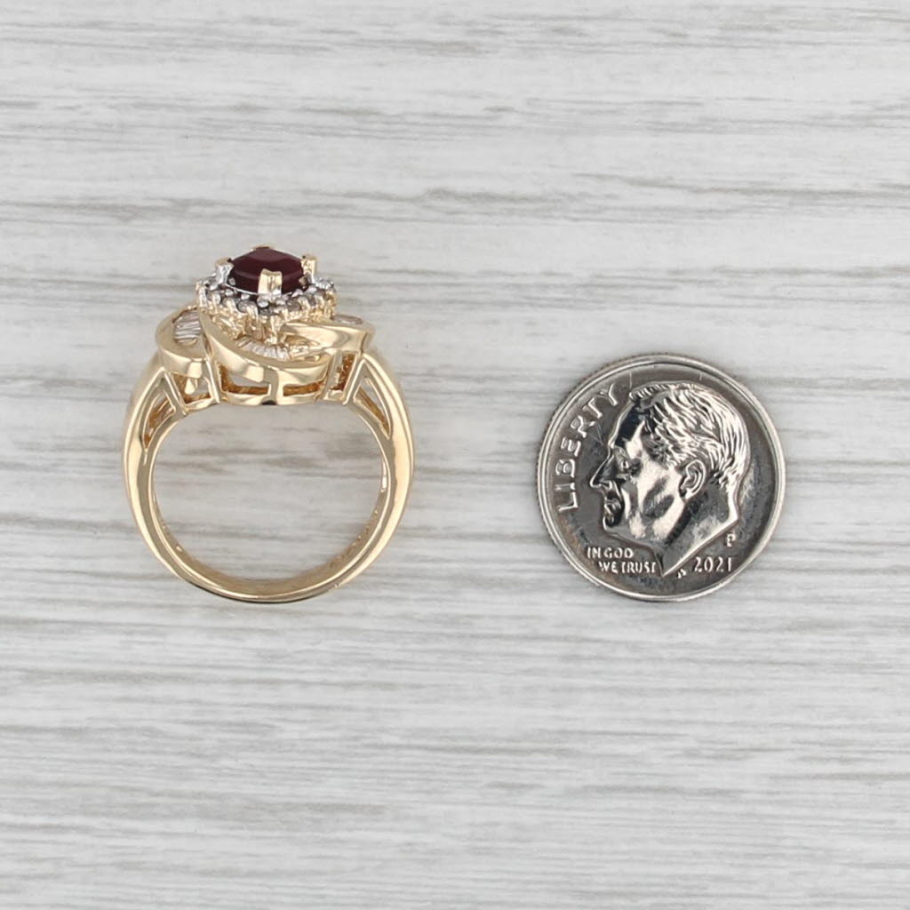 1.04ctw Ruby Diamond Halo Flower Ring 14k Yellow Gold Size 5.5 Cocktail