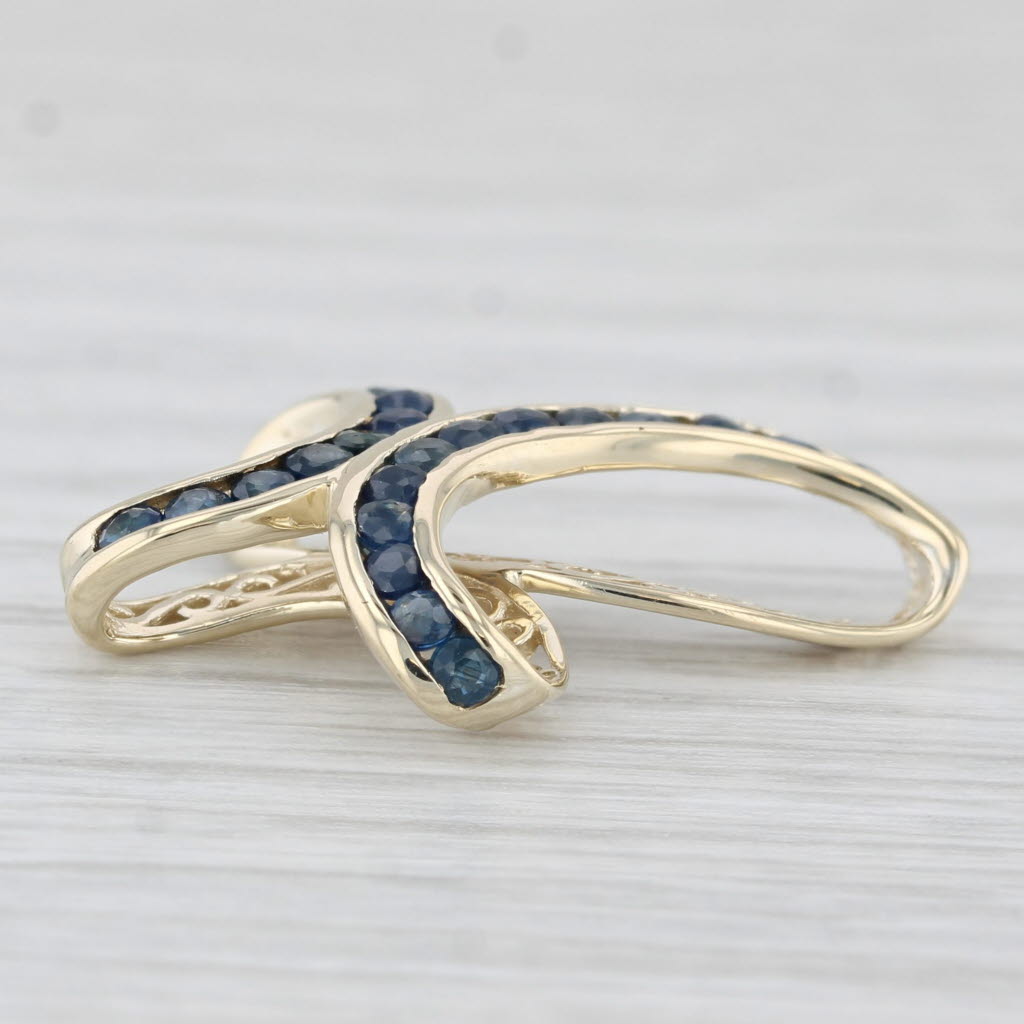 Light Gray 0.75ctw Blue Sapphire 14k Yellow Gold Floating Drop