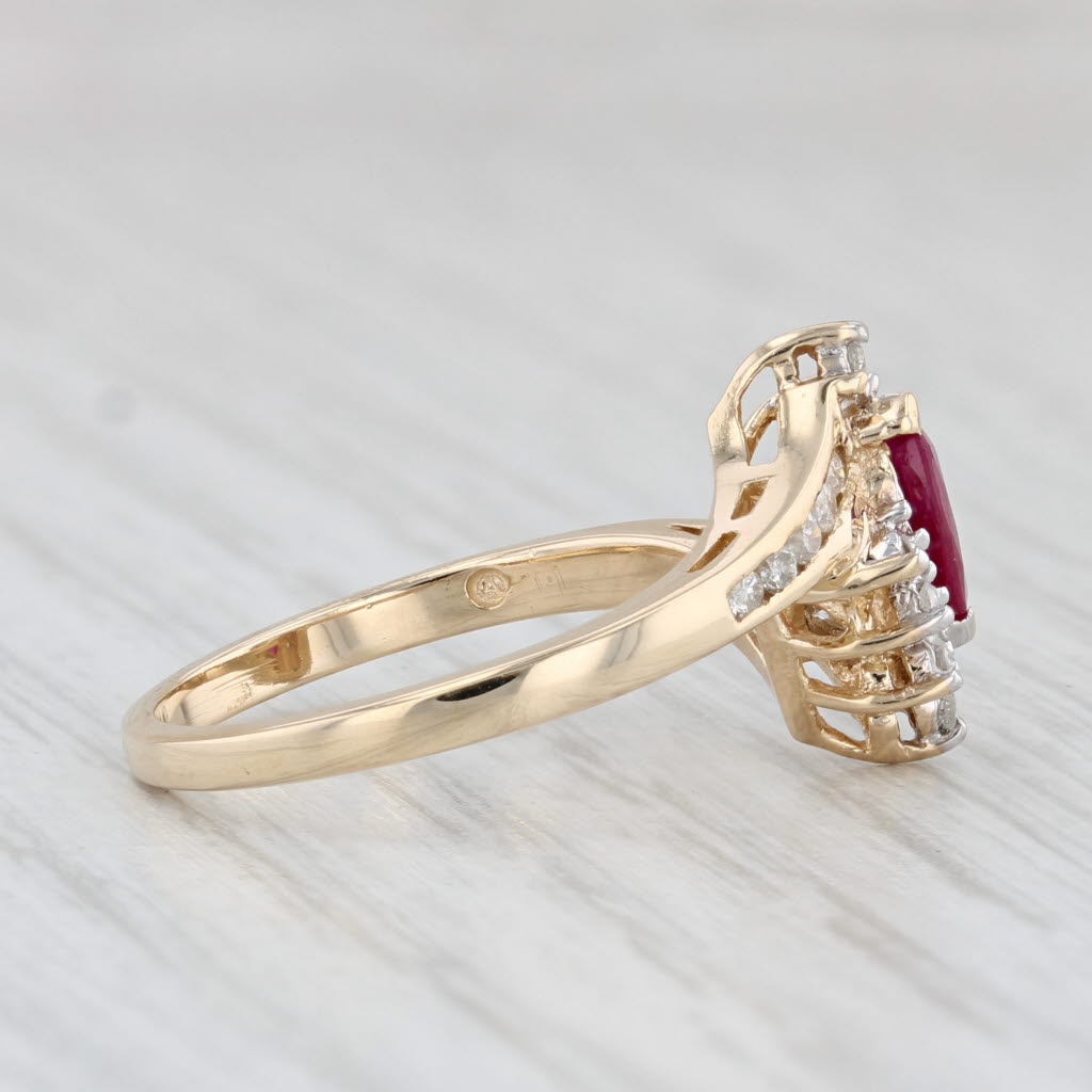 Light Gray 0.55ctw Marquise Ruby Diamond Halo Ring 10k Yellow Gold Size 6 Bypass