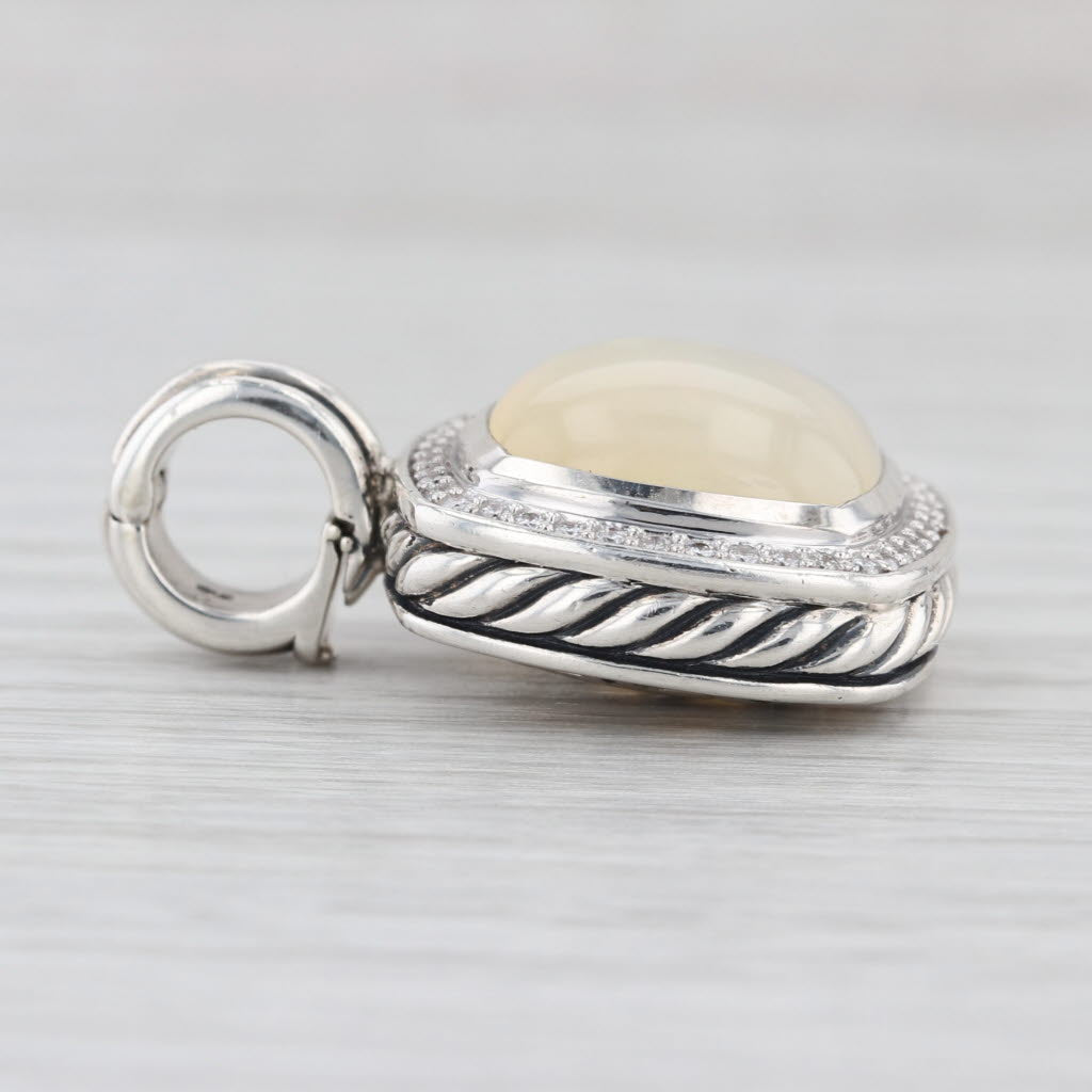 David Yurman Mother of Pearl Chalcedony 0.30ctw Diamond Pendant Sterling Silver