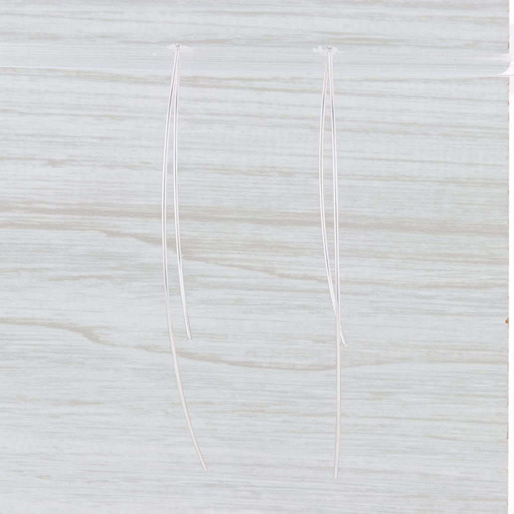 New Angled Threader Earrings 18k White Gold Curved Dangle Drops