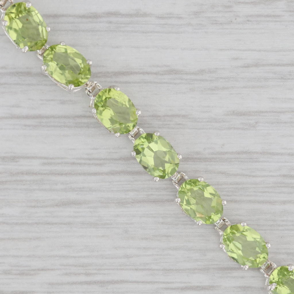 Gray 16ctw Peridot Tennis Bracelet Sterling Silver 7" 5.1mm