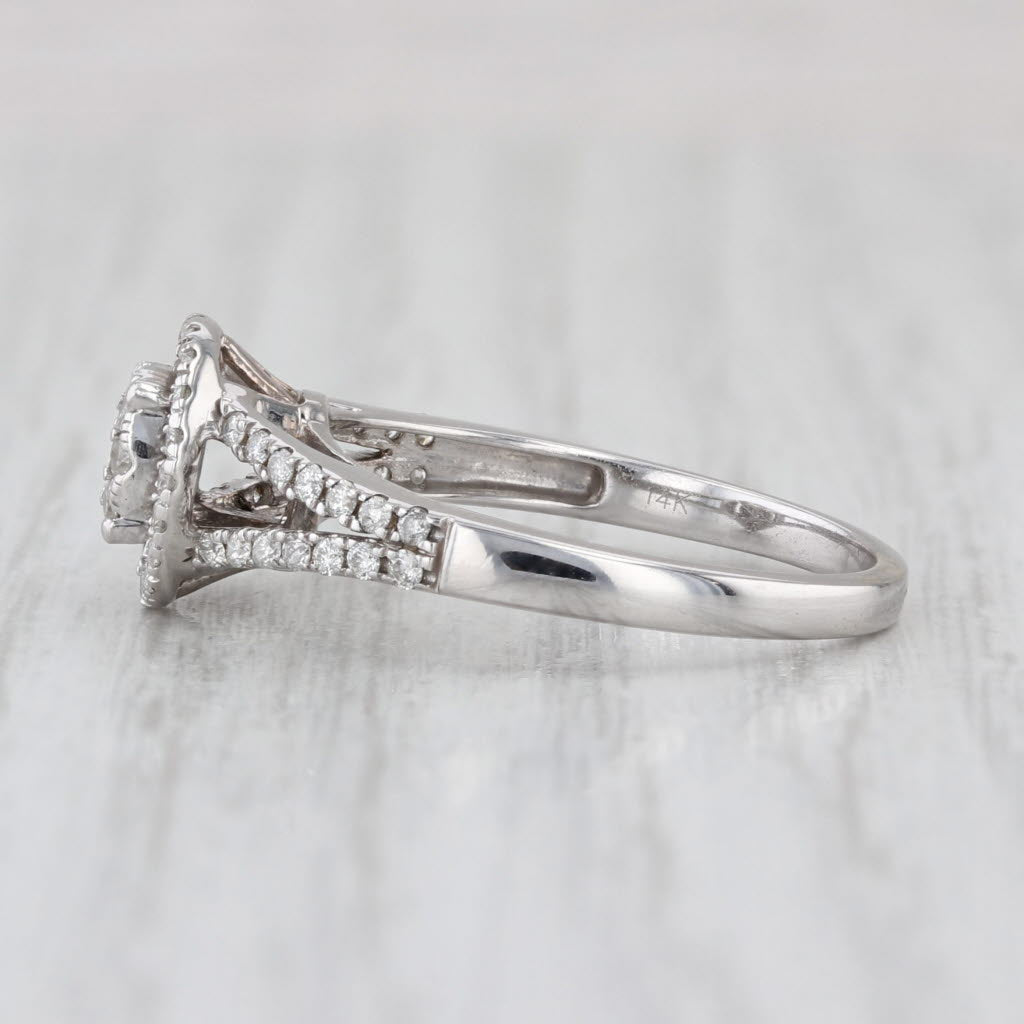 0.43ctw Diamond Cluster Halo Engagement Ring 14k White Gold Size 7