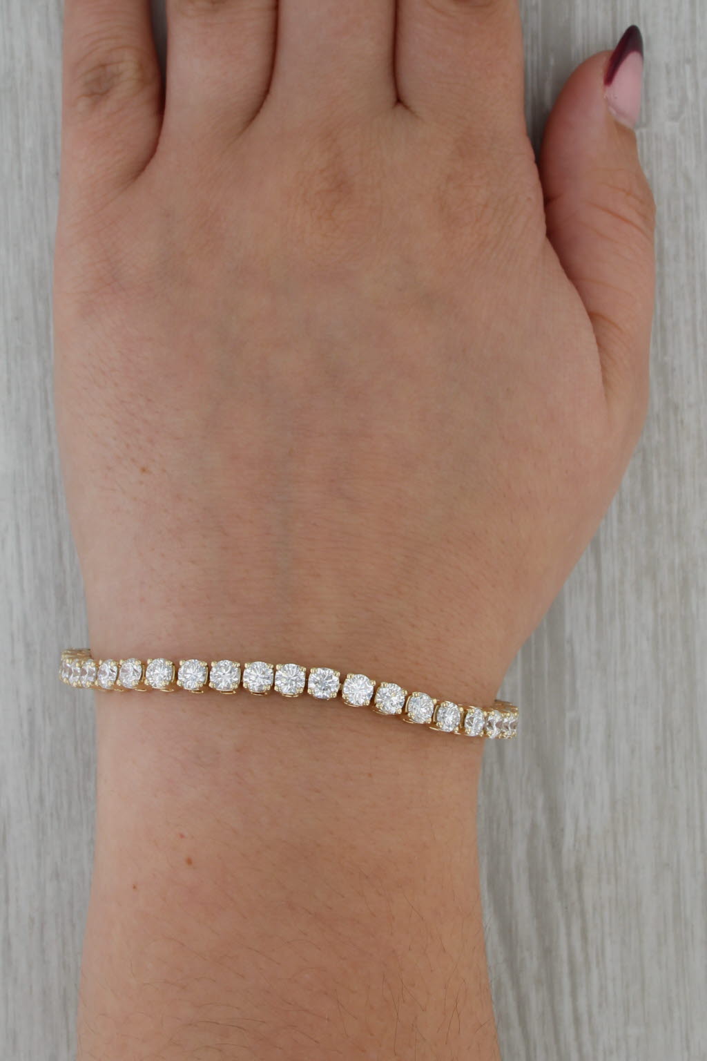 New Lab Grown Diamond Tennis Bracelet 14k Yellow Gold 6.75" 4.3mm