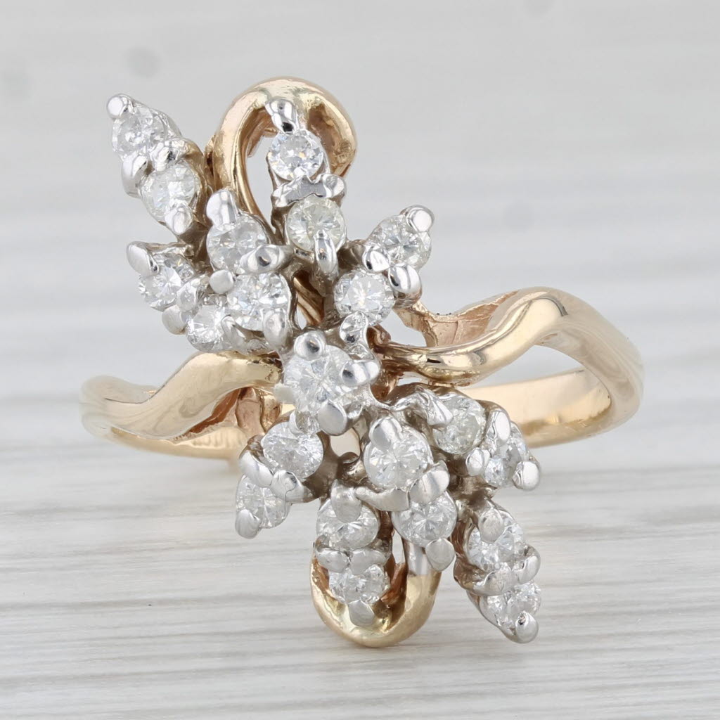 Light Gray 0.45ctw Diamond Cluster Ring 14k Yellow Gold Size 5.5