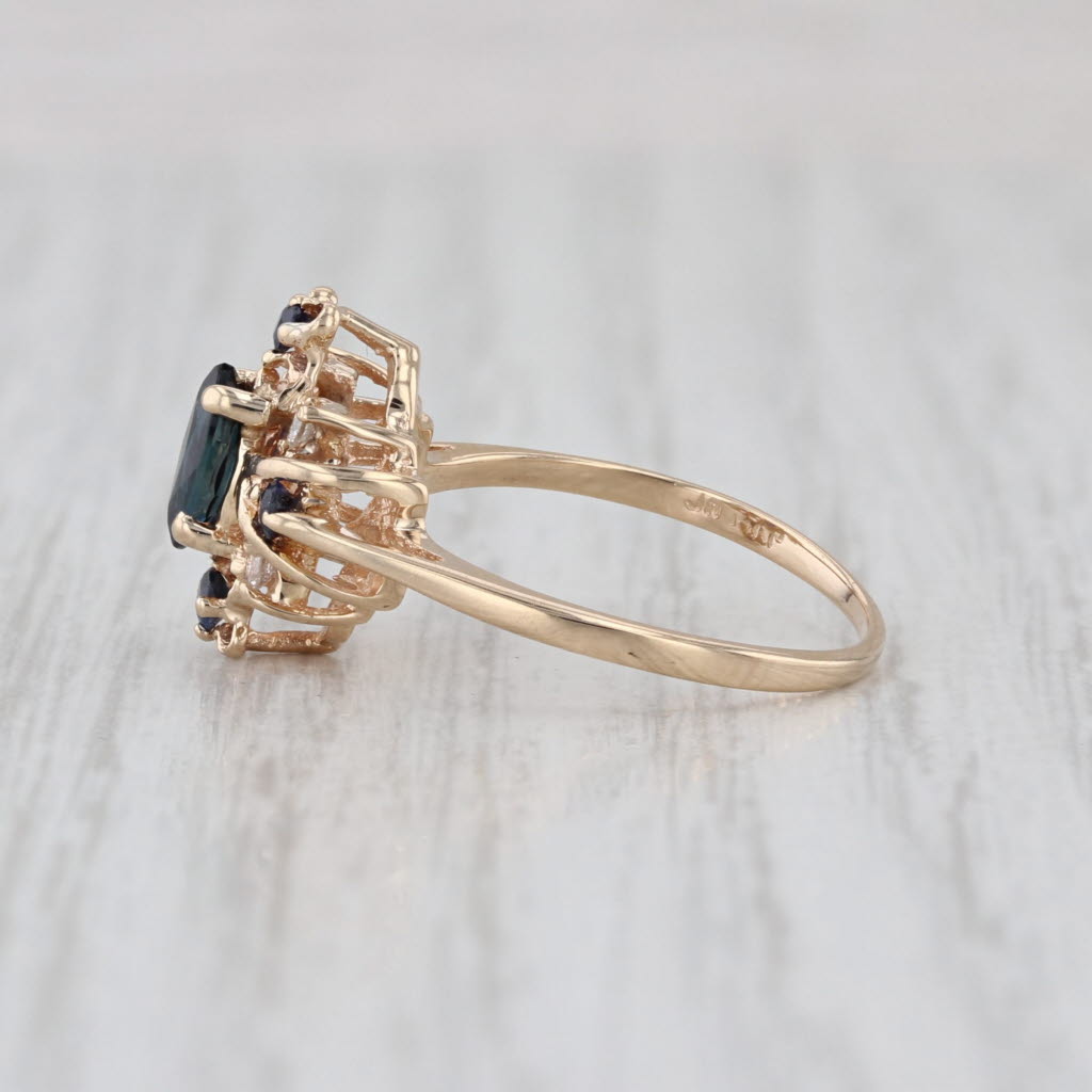0.54ctw Sapphire Diamond Ring 14k Yellow Gold Size 4.75 Marquise Cocktail