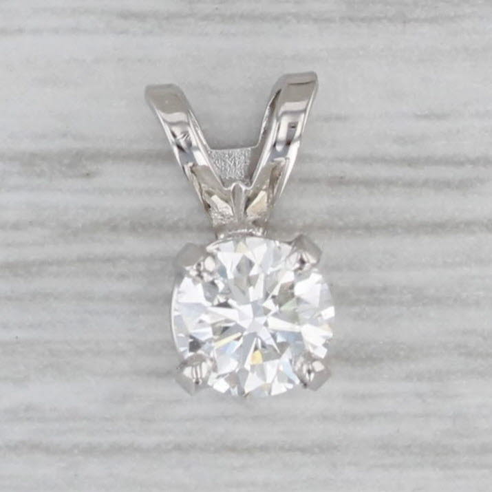 Gray New 0.46ct Round Diamond Solitaire Pendant 14k White Gold Small Drop