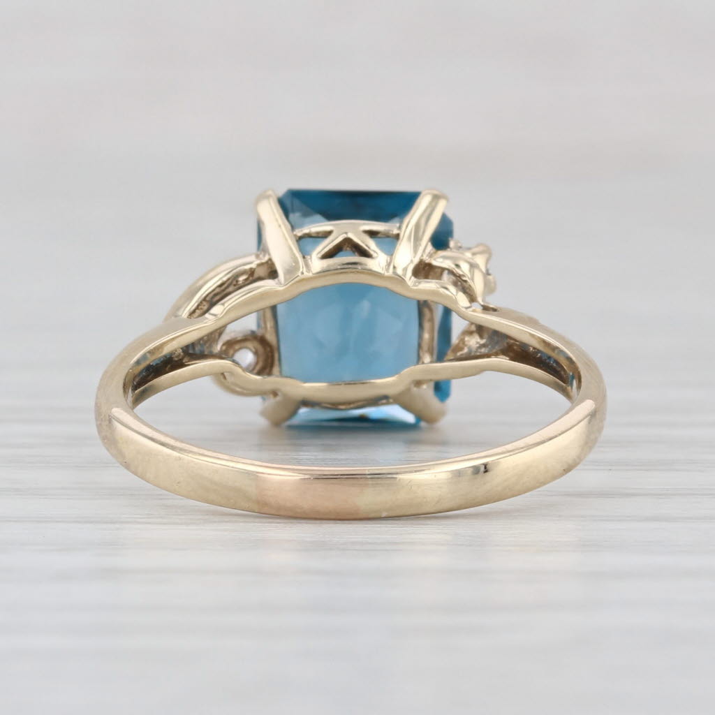 3.34ctw Blue Lab Created Spinel Quartz Ring 10k Yellow Gold Size 8 Bypass