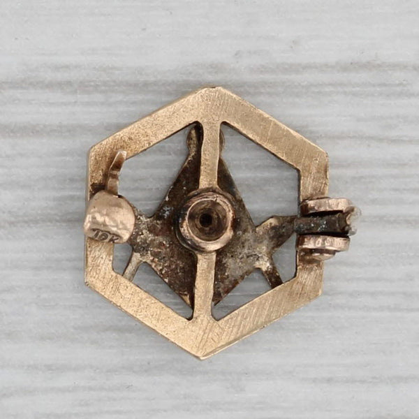 Antique 1920s Masonic Pin 10k 18k Gold Blue Lodge Square Compass Lapel