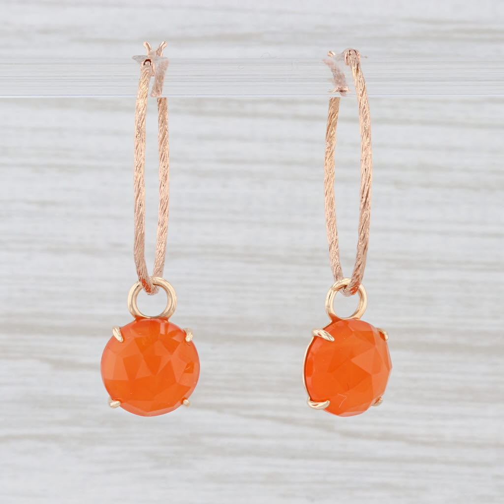 New Nina Nguyen Hoop Earrings 18k Yellow Gold Carnelian Charms Round Hoops