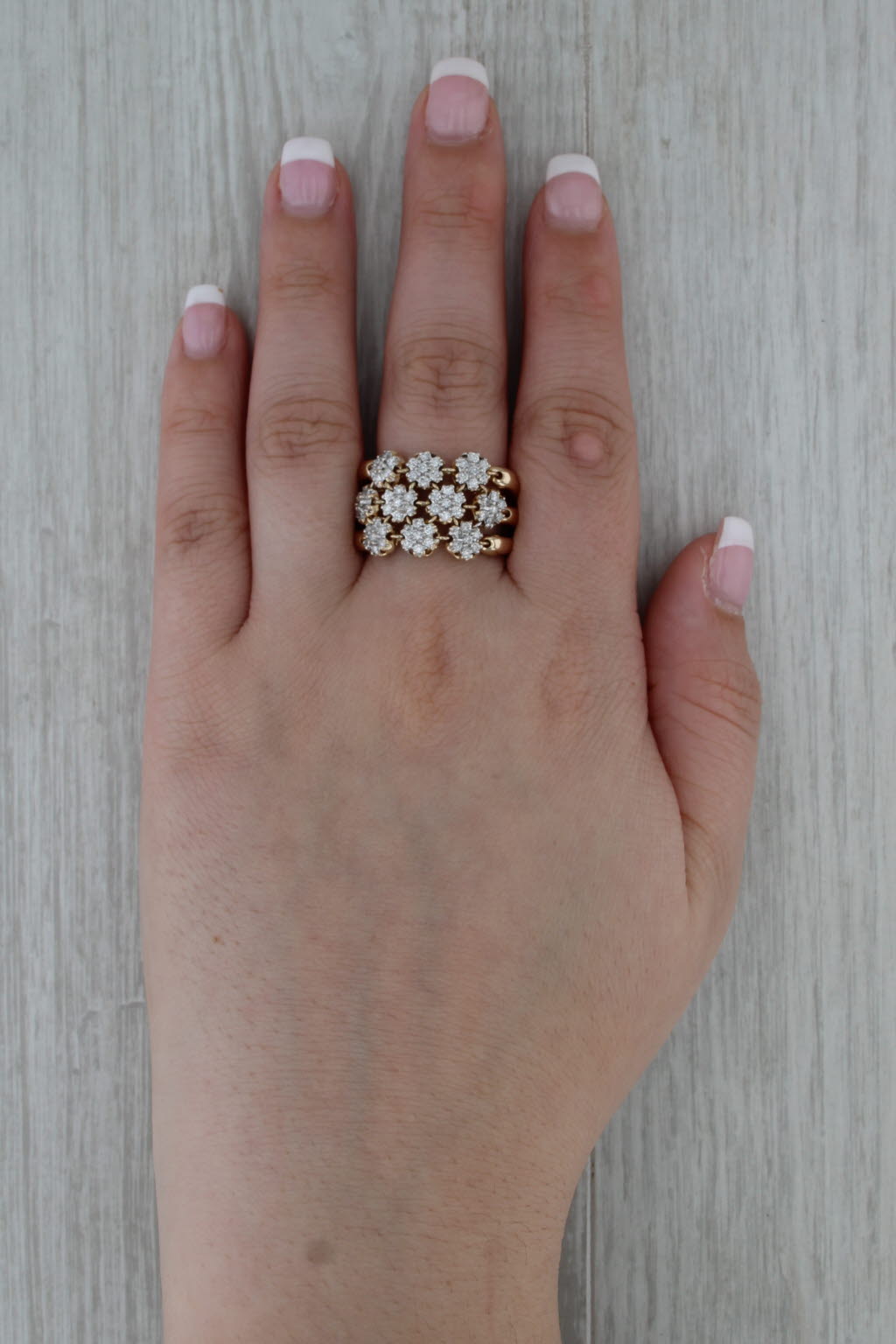 Sonia B 0.40ctw Diamond Cluster Ring14k Yellow Gold Size 10 Cocktail Moves