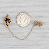 Light Gray Delta Sigma Phi Badge 10k Gold Pharaoh Vintage Fraternity Pin Chapter Guard