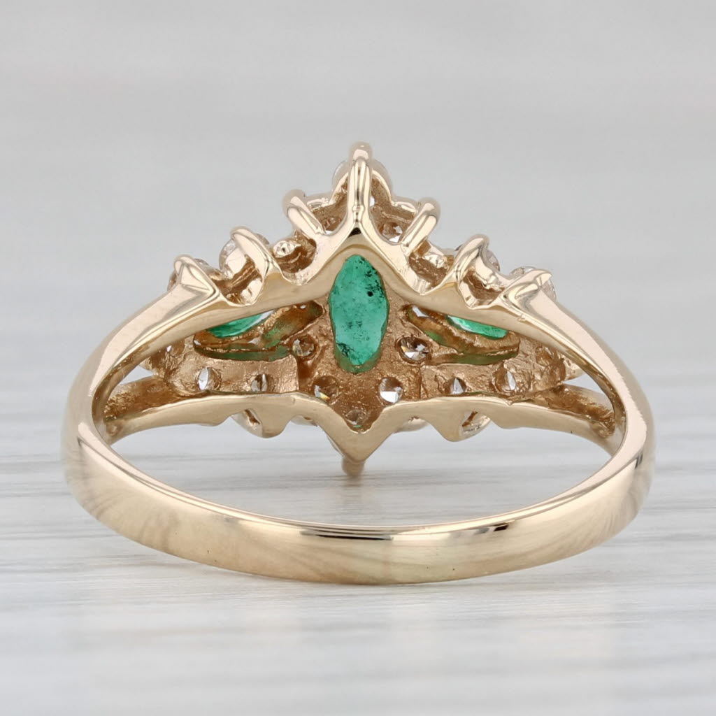 Gray 0.72ctw Emerald Diamond Ring 14k Yellow Gold Size 6.5