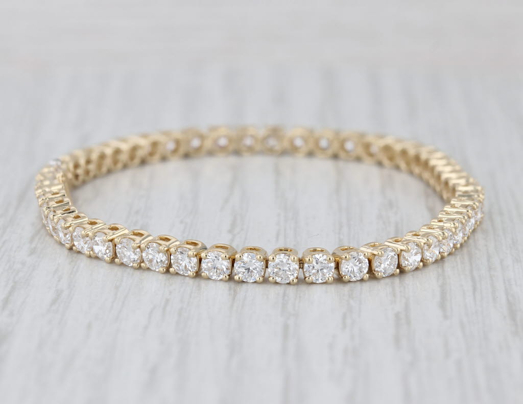 New 7.73ctw Lab Grown Diamond Tennis Bracelet 14k Yellow Gold 7" 3.5mm VS2 F-G