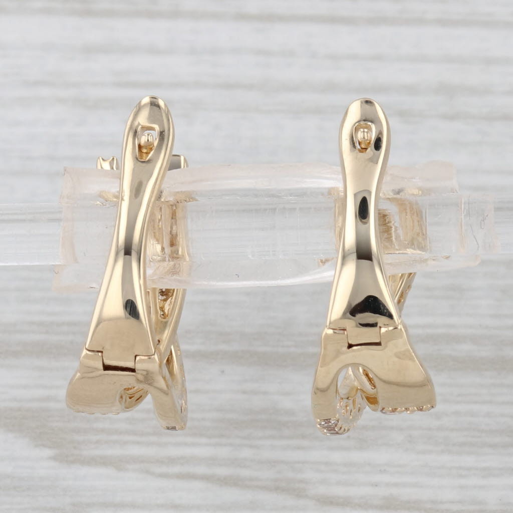 Le Vian 1.46ctw Diamond Crossover Hoop Earrings 14k Yellow Gold Snap Top Posts