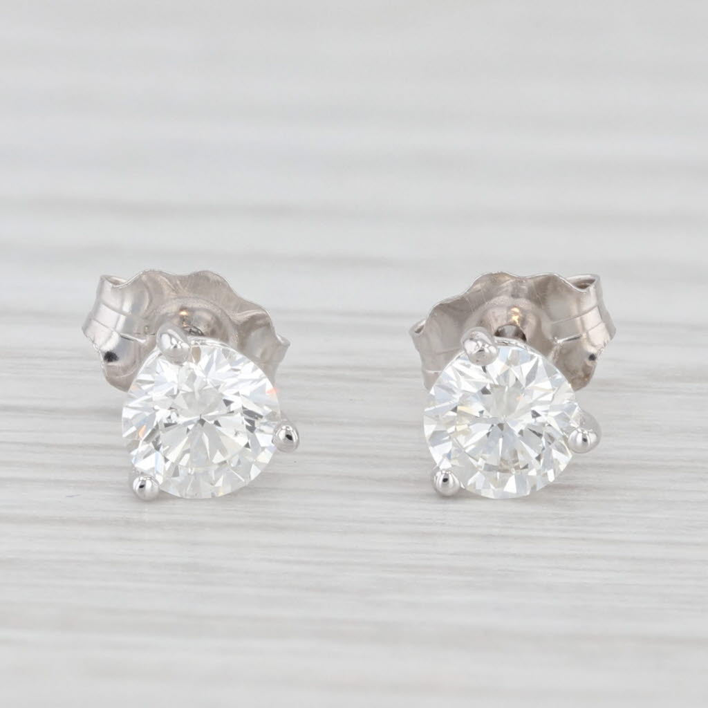 Light Gray New 0.52ctw Diamond Solitaire Stud Earrings 18k White Gold