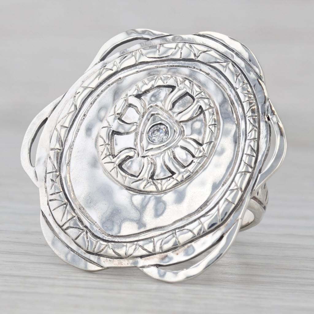 Light Gray Silpada Legacy Cubic Zirconia Ring Sterling Silver Size 7.25 R2787 Statement