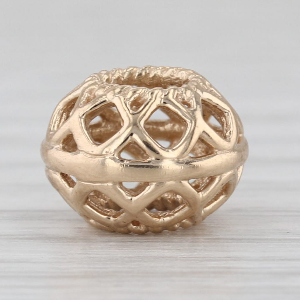 Authentic Pandora Openwork Lattice Charm 14k Gold Bead 750470 Retired Bead