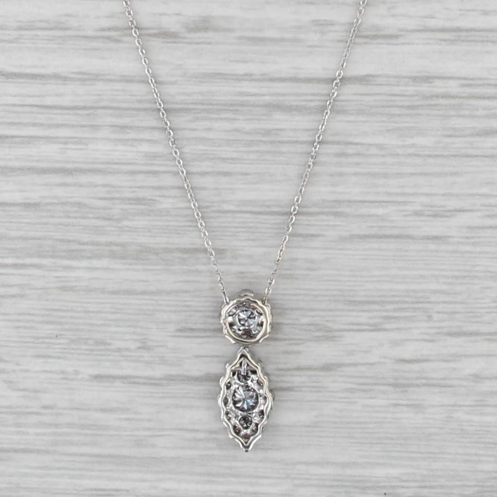 0.63ctw Diamond Marquise Drop Pendant Necklace 18k White Gold 17.5" Cable Chain