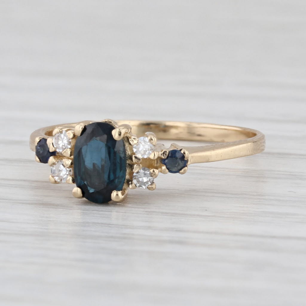 0.79ctw Blue Sapphire Diamond Ring 14k Yellow Gold Size 5.75