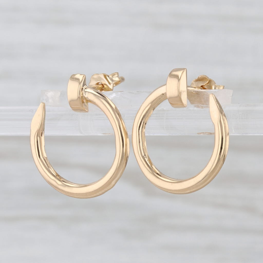 Contoured Nail Circle Earrings 18k Yellow Gold