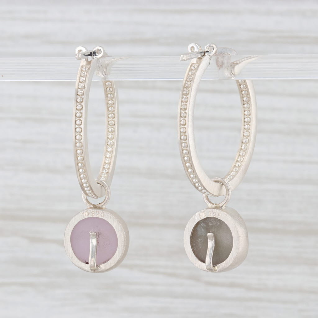 New Nina Wynn Hoops with Charms Earrings Druzy Amethyst Sterling Silver