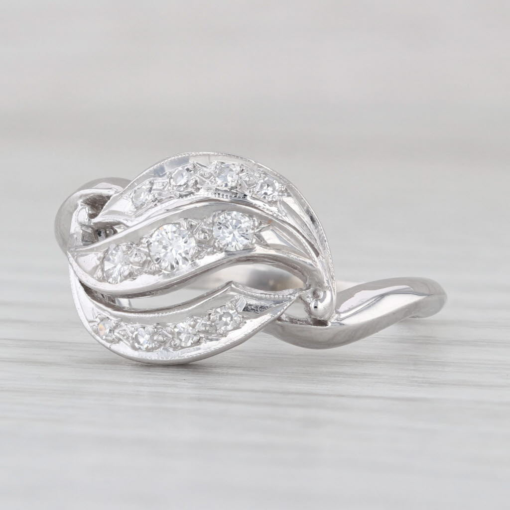 0.18ctw Scalloped Diamond Ring 14k White Gold Size 7.5