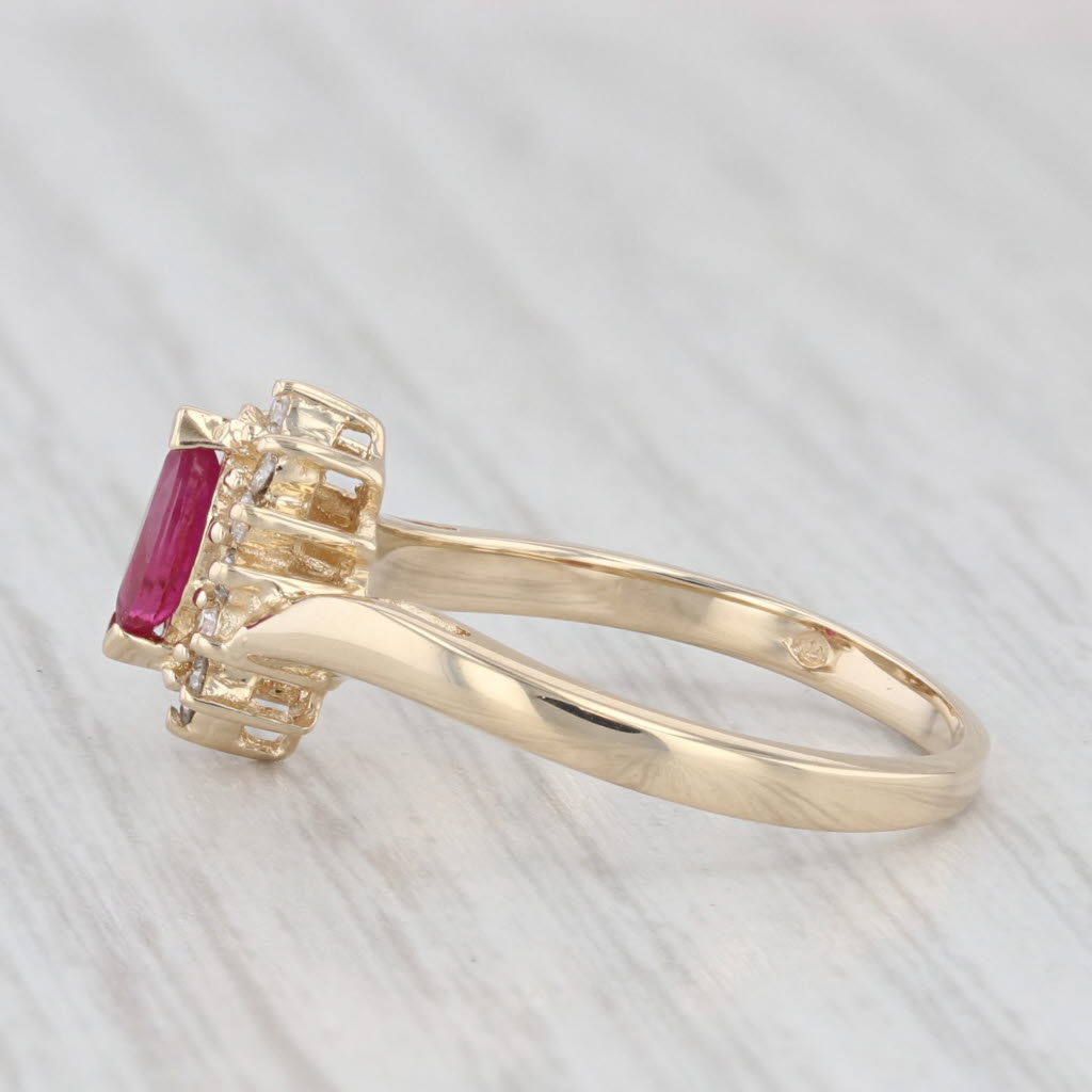 Light Gray 0.42ctw Marquise Ruby Diamond Halo Ring 14k Yellow Gold Bypass Size 6.5