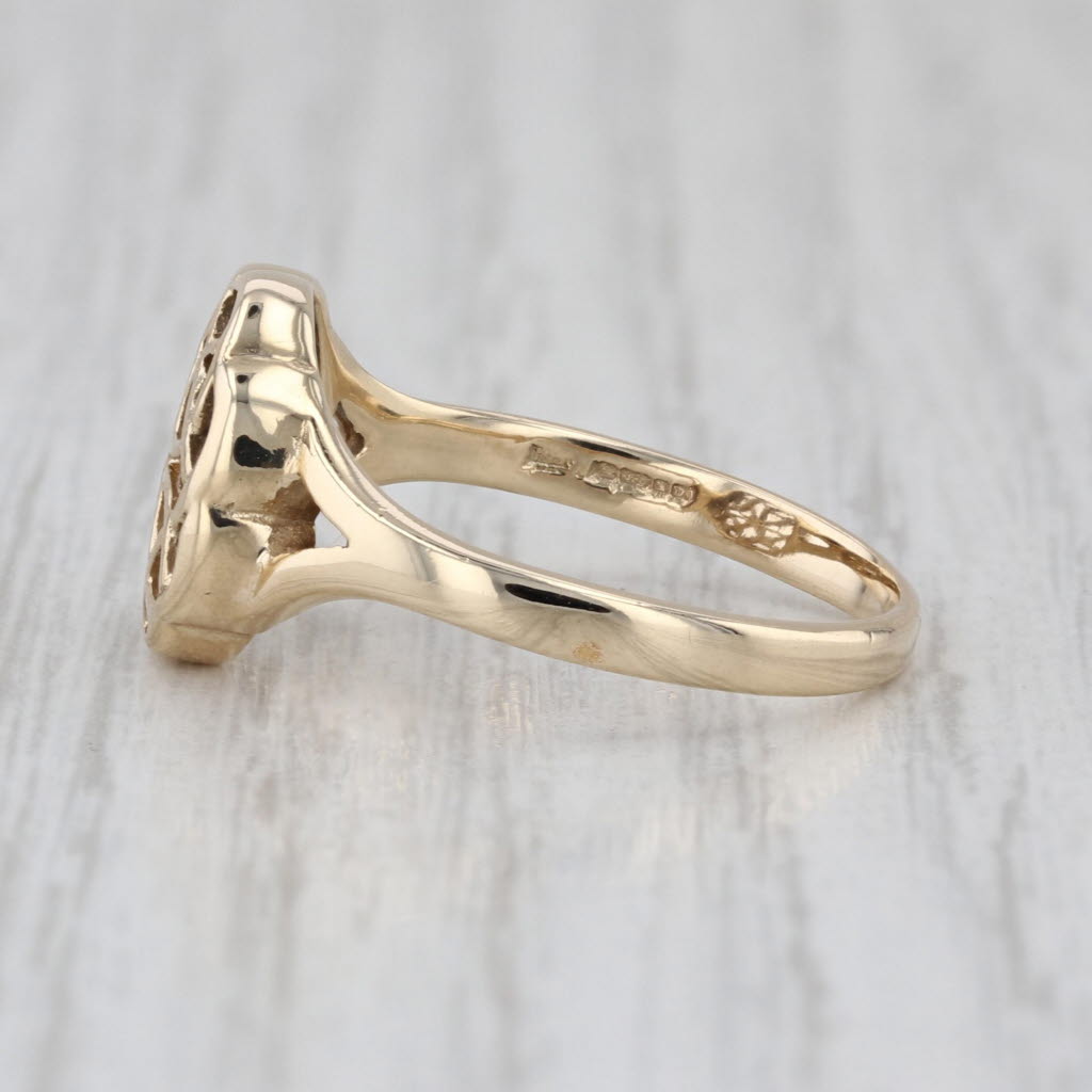 Vintage Celtic Knot Ring 9k Yellow Gold Size 8.25 British Hallmarks