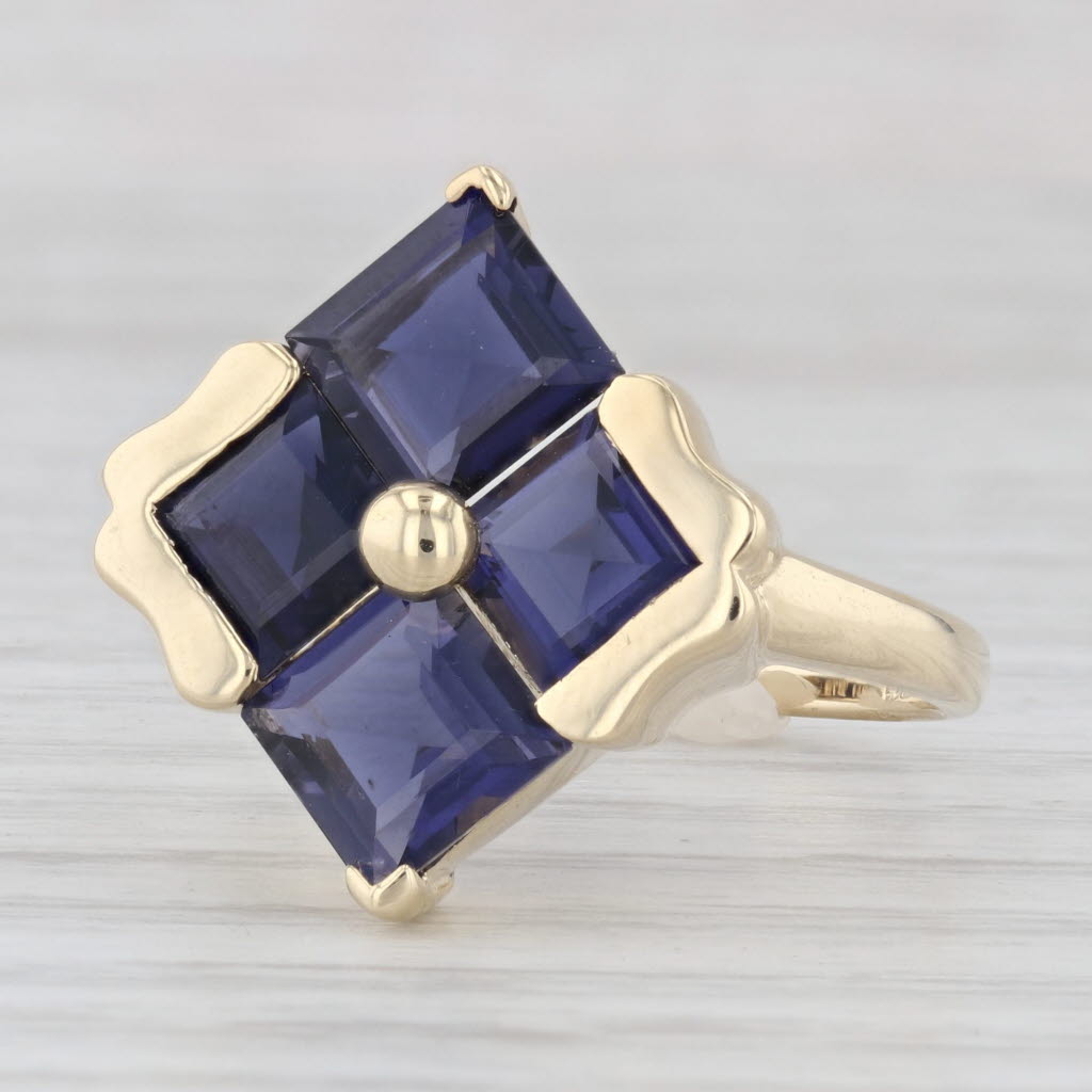 Light Gray 6.48ctw Purple Iolite Cocktail Ring 14k Yellow Gold Size 10.25