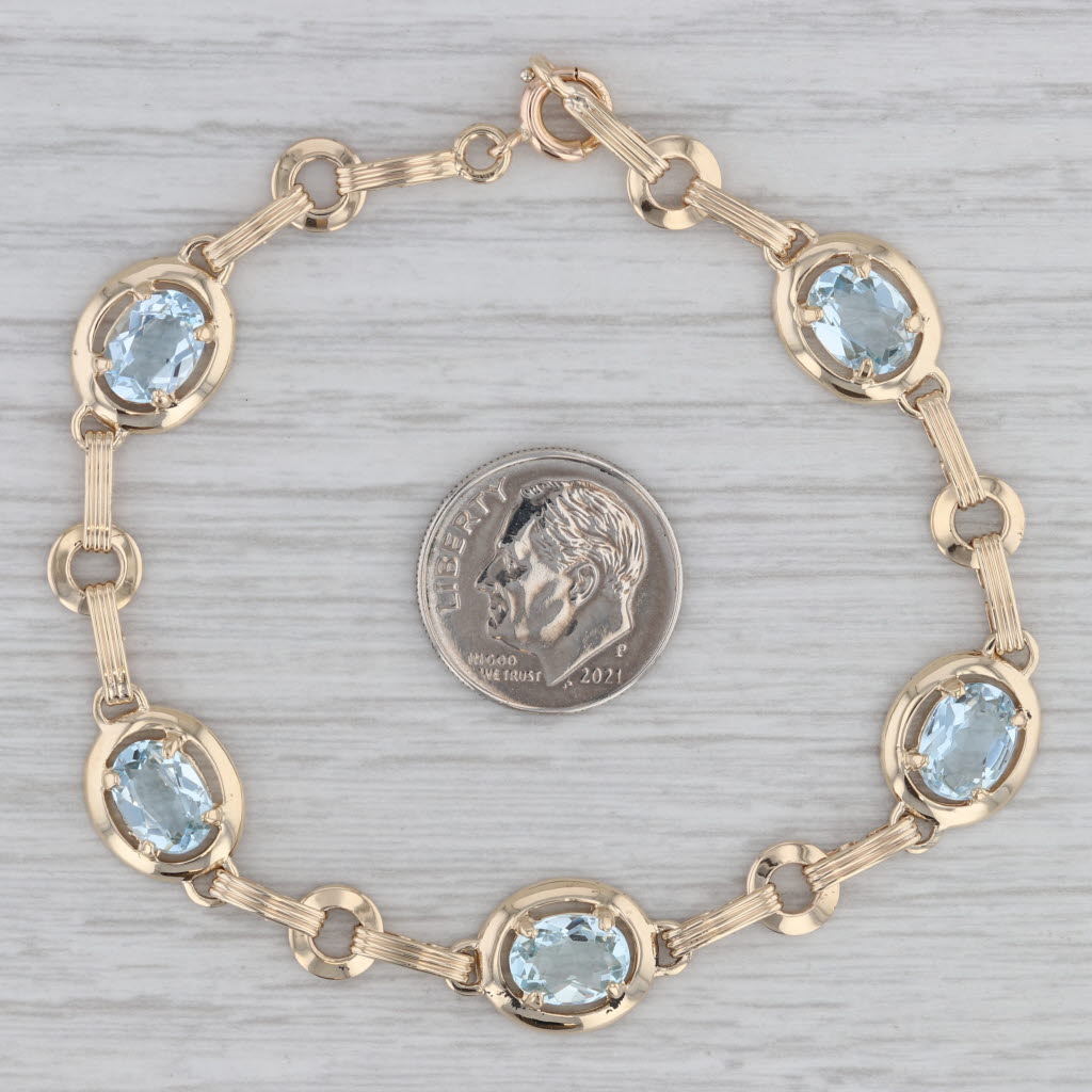 Gray 5.70ctw Aquamarine Bracelet 14k Yellow Gold 7.5"