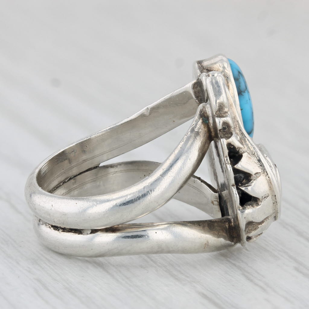 Light Gray Blue Turquoise Vintage Native American Ring Sterling Silver Size 6 Statement