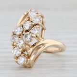Light Gray 1.20ctw Diamond Cluster Bypass Ring 14k Yellow Gold Size 6.75 Cocktail